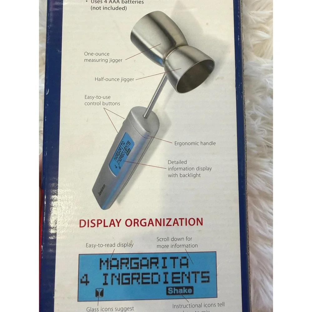 Brookstone Bar Smart Cocktail Jigger Digital Bartender Tool 40 Recipes